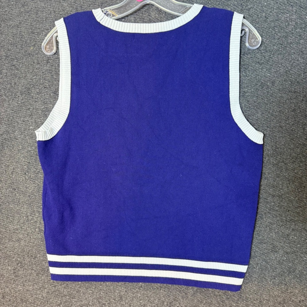 Emerson Lang Blue Knit 2 Piece Set Vest and Pleated Mini Skirt XL Preppy Acadmia - Picture 6 of 12